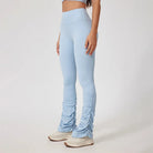 6. 1/2PCS Falten Yoga Set Frauen Sportswear Workout Hose Gym Mini Flare Legging Fitness Bh Crop Top Sport anzüge Sportlich Aktive Tragen Starlethics blue pant L 