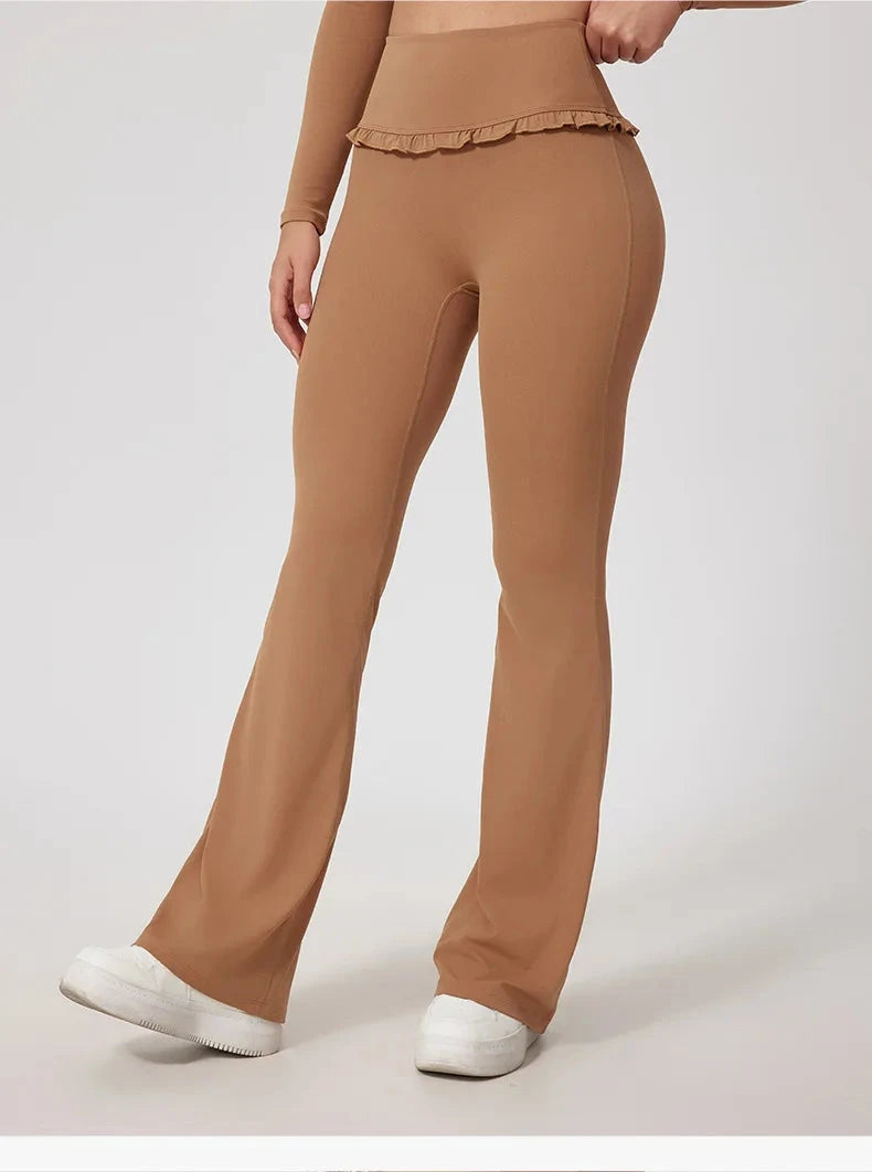 Frill Fit High Waist Leggings Leggings Starlethics Brown S 