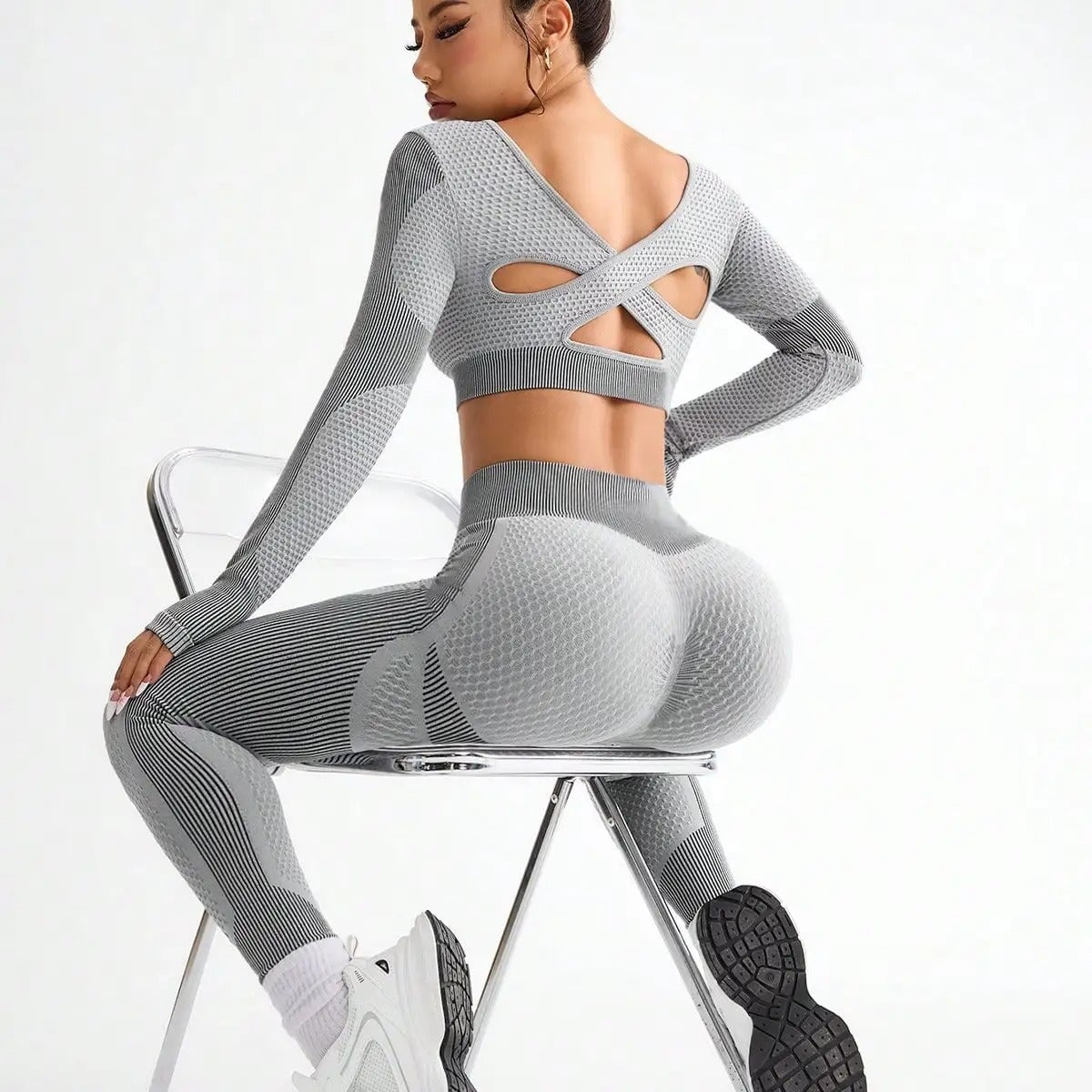 Honeycomb Contour Active Set - Leggings + Top Sets Sarlethics Grey S 