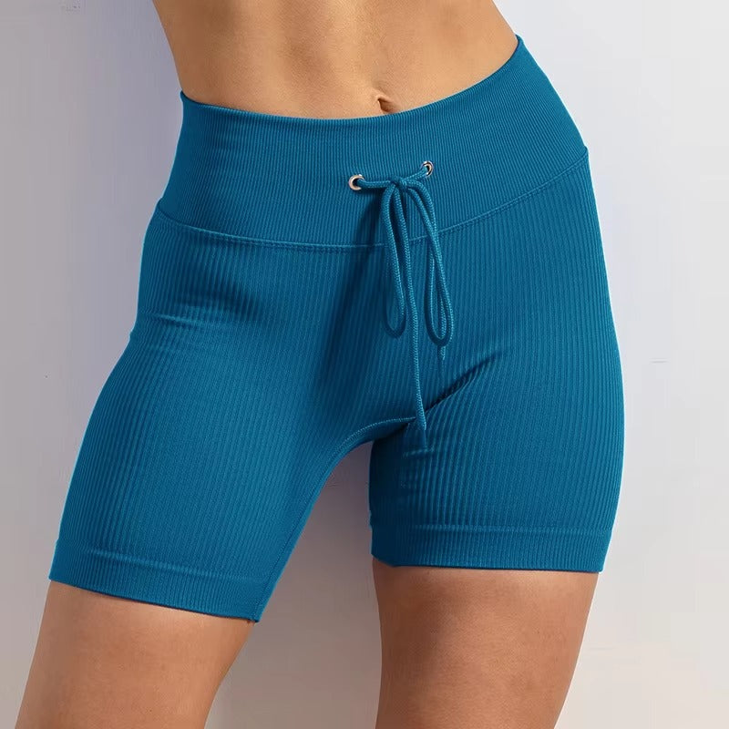 Piper Ribbed String Shorts – Model View 2 | Starlethics Activewear