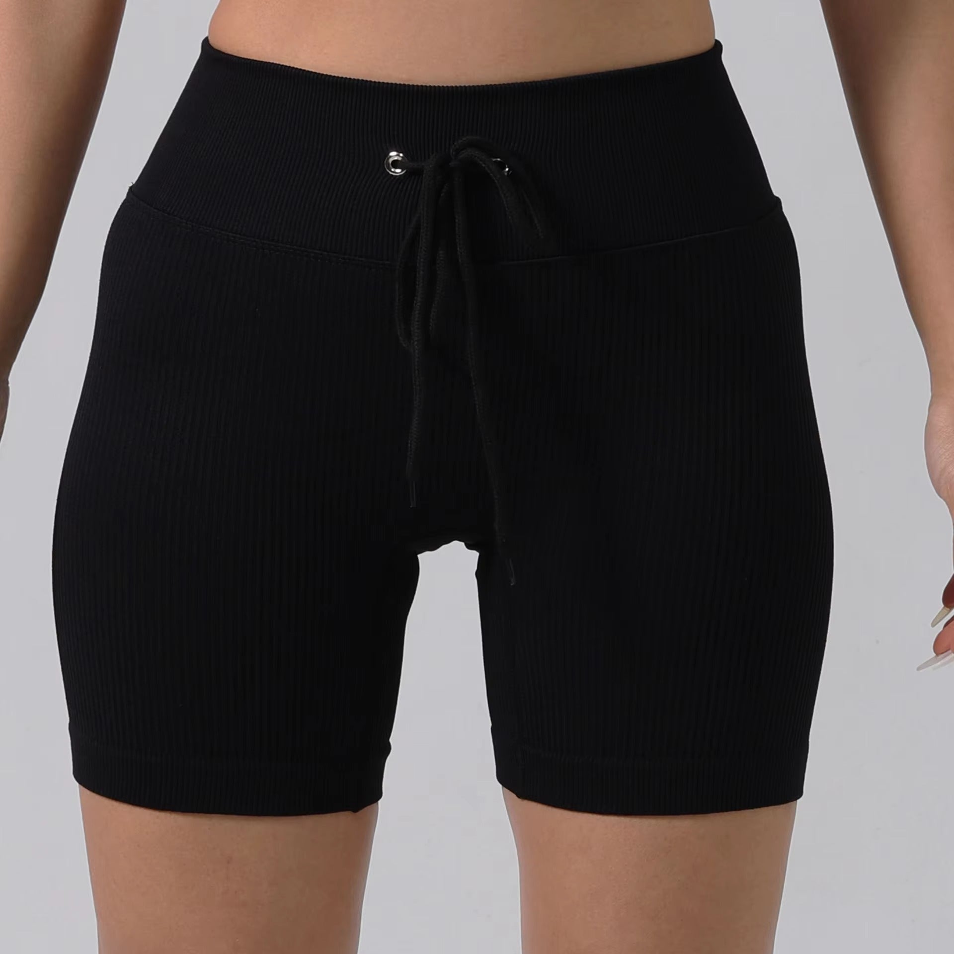 Piper Ribbed String Shorts – Model View 5 | Starlethics Activewear