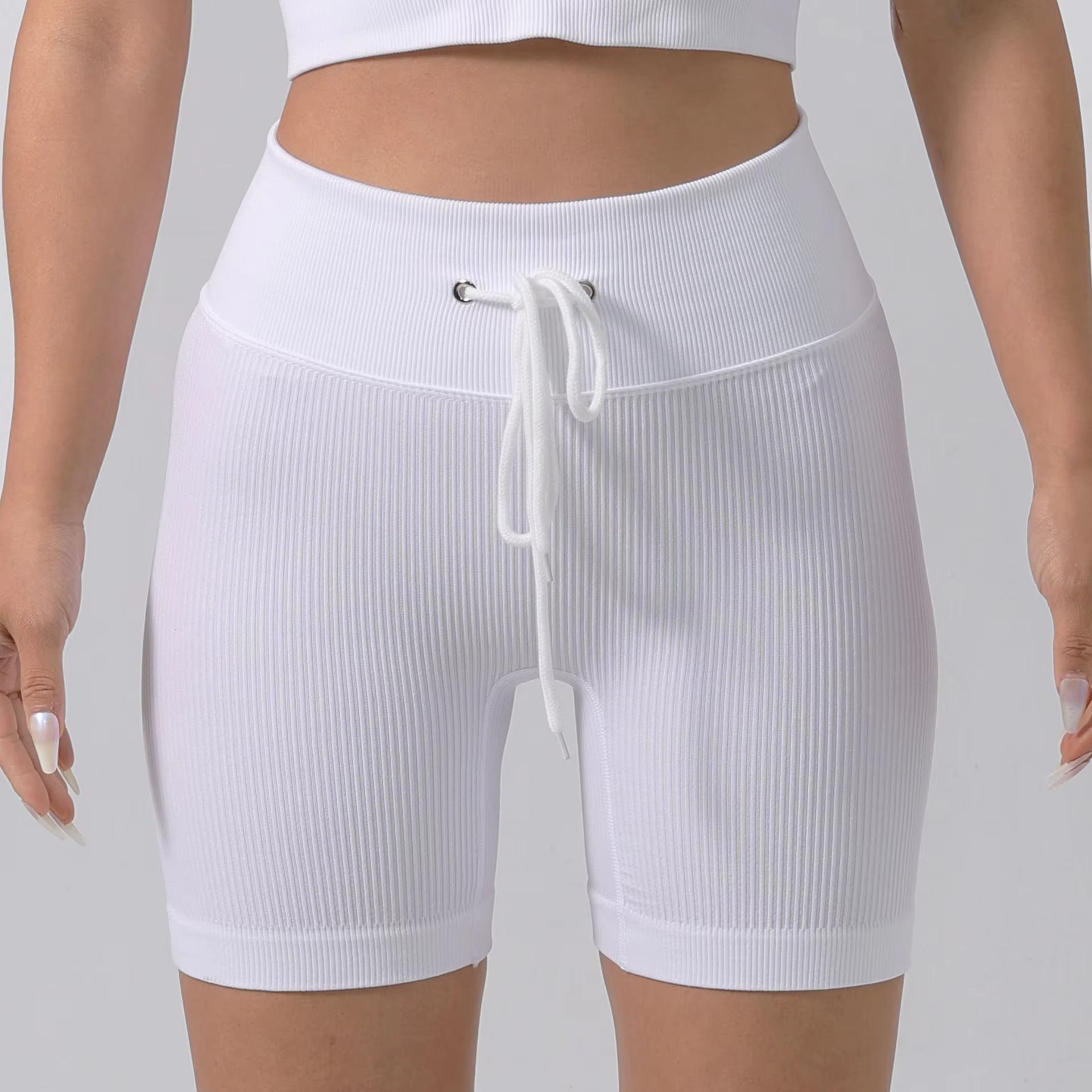 Piper Ribbed String Shorts – Model View 10 | Starlethics Activewear