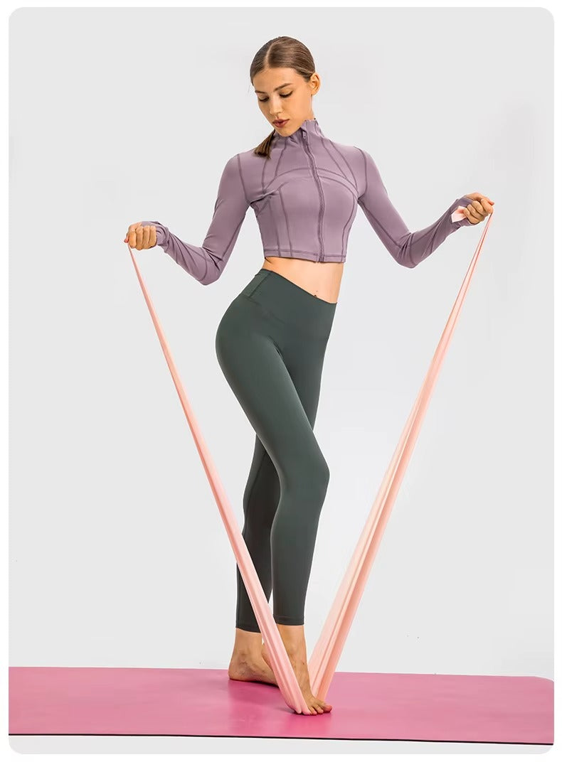 Flowline Zip-Up Cropped Jacket in Purple – Model View | Starlethics Activewear