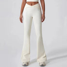 7. 1/2PCS Frauen Yoga Set Workout Hose Outfits Fitness Sportswear Gym Trainingsanzug Hohe Taille Flare Leggings Sport Bh sportlich Tragen Starlethics beige trouser M 