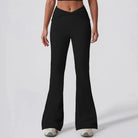 7. 1/2PCS Frauen Yoga Set Workout Hose Outfits Fitness Sportswear Gym Trainingsanzug Hohe Taille Flare Leggings Sport Bh sportlich Tragen Starlethics black trouser M 