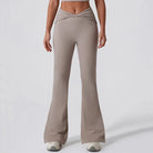 7. 1/2PCS Frauen Yoga Set Workout Hose Outfits Fitness Sportswear Gym Trainingsanzug Hohe Taille Flare Leggings Sport Bh sportlich Tragen Starlethics khaki trouser M 