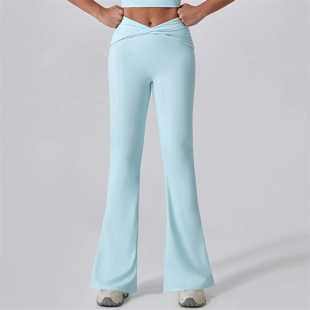 7. 1/2PCS Frauen Yoga Set Workout Hose Outfits Fitness Sportswear Gym Trainingsanzug Hohe Taille Flare Leggings Sport Bh sportlich Tragen Starlethics blue trouser M 