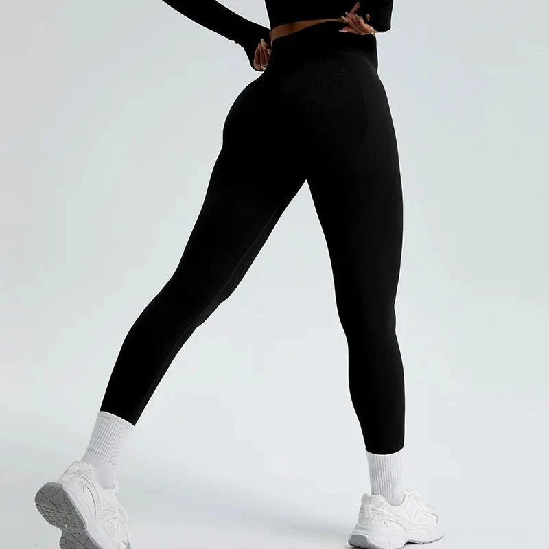 TrainHer Ribbed Seamless Leggings Leggings Starlethics Black S 
