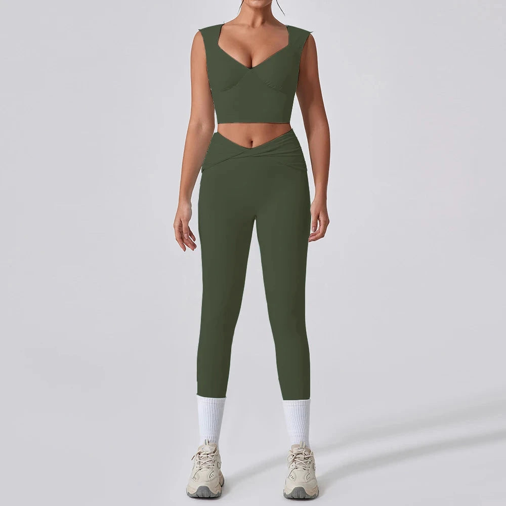 7.3 1/2PCS Frauen Yoga Set Workout Hose Outfits Fitness Sportswear Gym Trainingsanzug Hohe Taille Flare Leggings Sport Bh sportlich Tragen Starlethics 