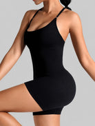 Veloura Seamless Sculpt Jumpsuit in black, shown in a side pose highlighting the sculpting fit.