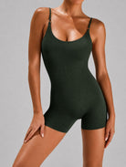 Veloura Seamless Sculpt Jumpsuit in green, shown in a front pose with a sculpting fit.