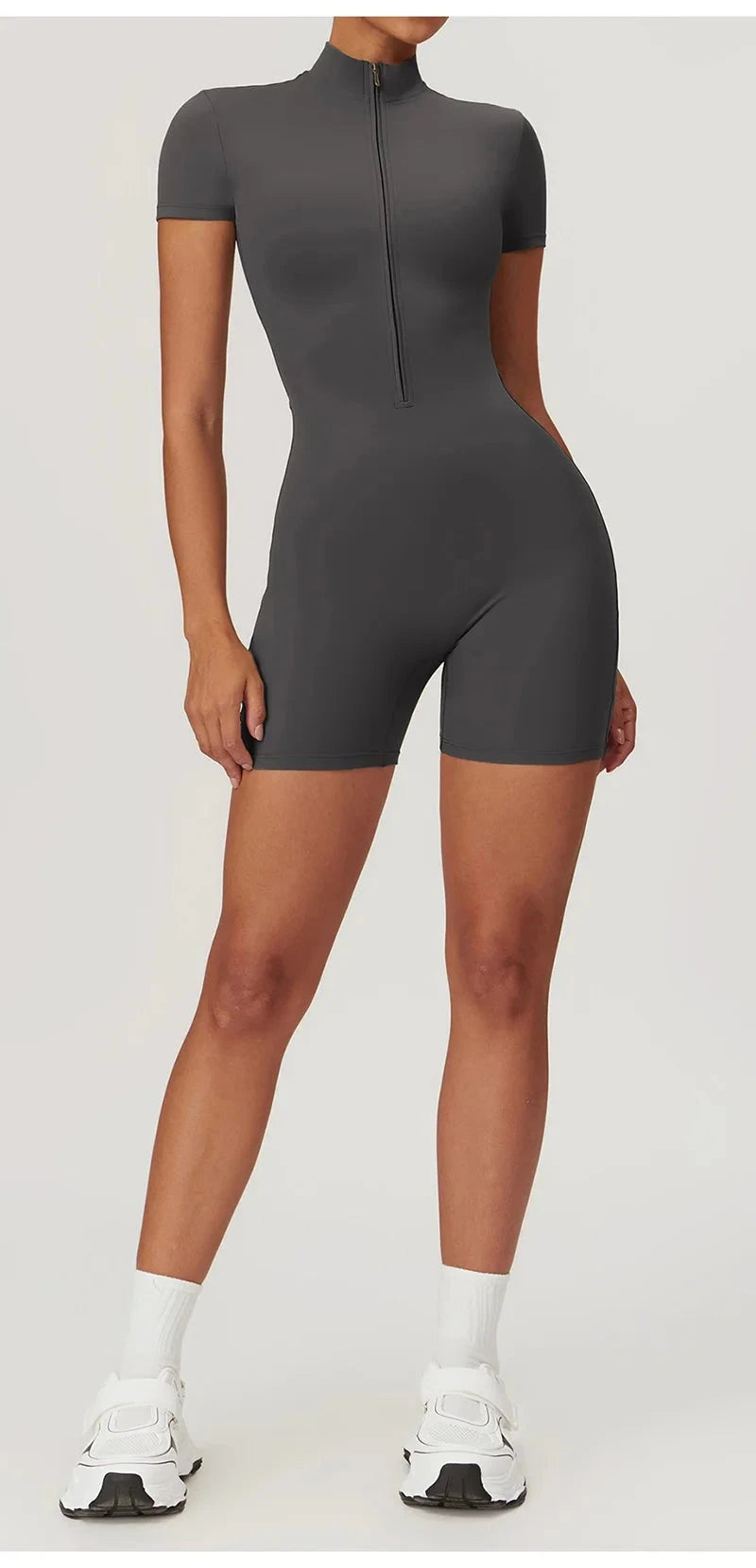 ZipChic Short Sleeve Jumpsuit Jumpsuit Starlethics Deep Grey S 