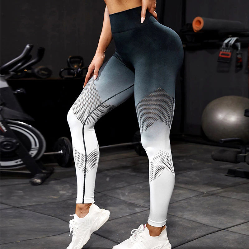 Gradient Hollow Out Leggings Fitness Leggings Truetights 