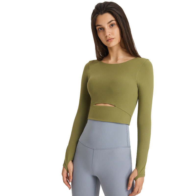 Hollow-Out Yoga Blouse Activewear Truetights Licorice Green 4 