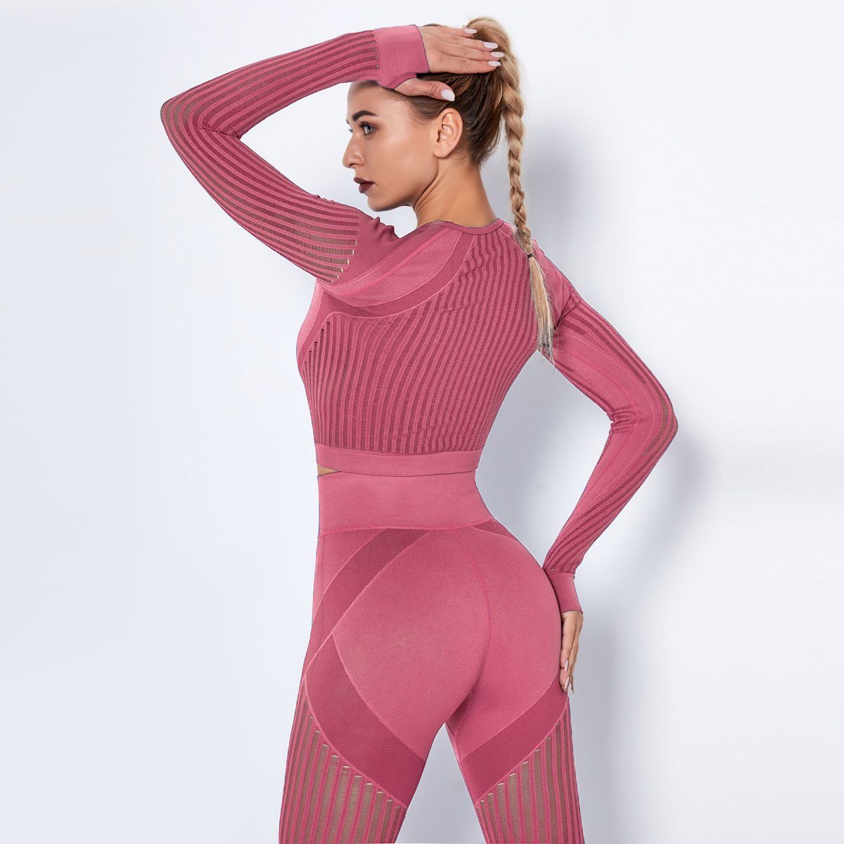 Mesh Seamless Crop Top Fitness Top Truetights Pink XS 