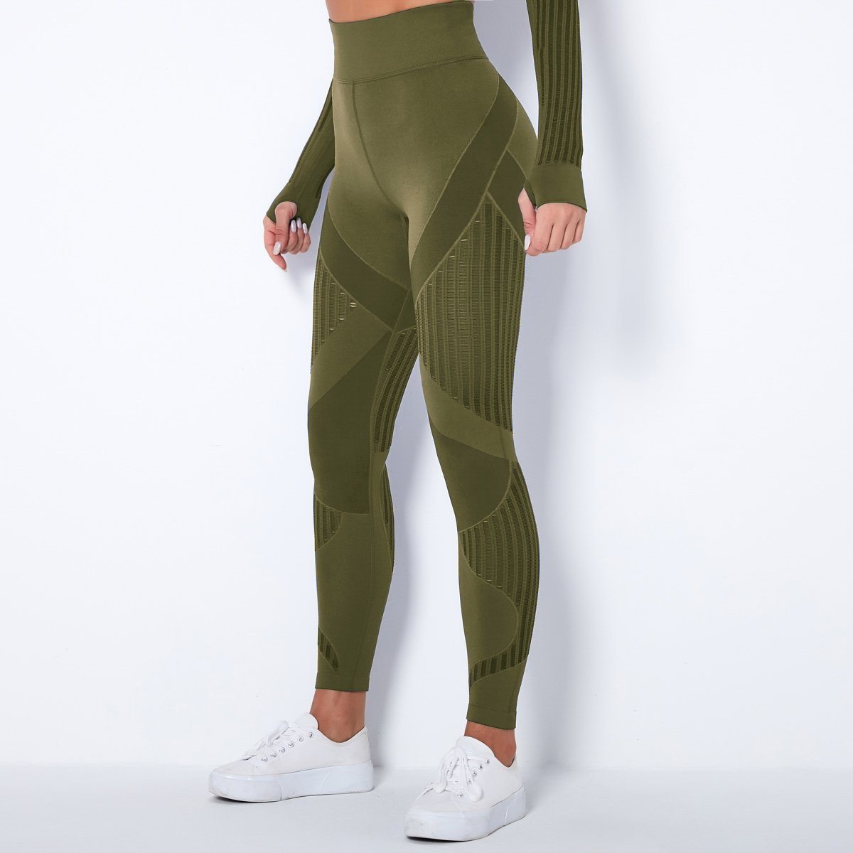 Mesh Seamless Tights Fitness Leggings Truetights Army green XS 