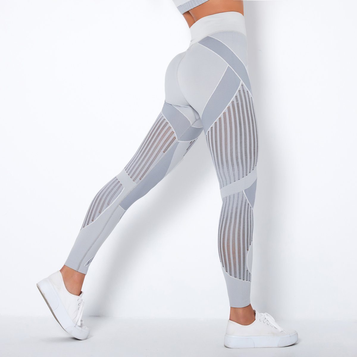 Mesh Leggings Sport Urban Yoga Blue Gray Black 