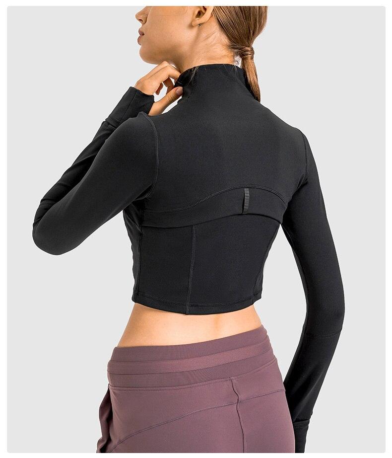 Zipper Running Crop Top Running Jackets Truetights Black XS 