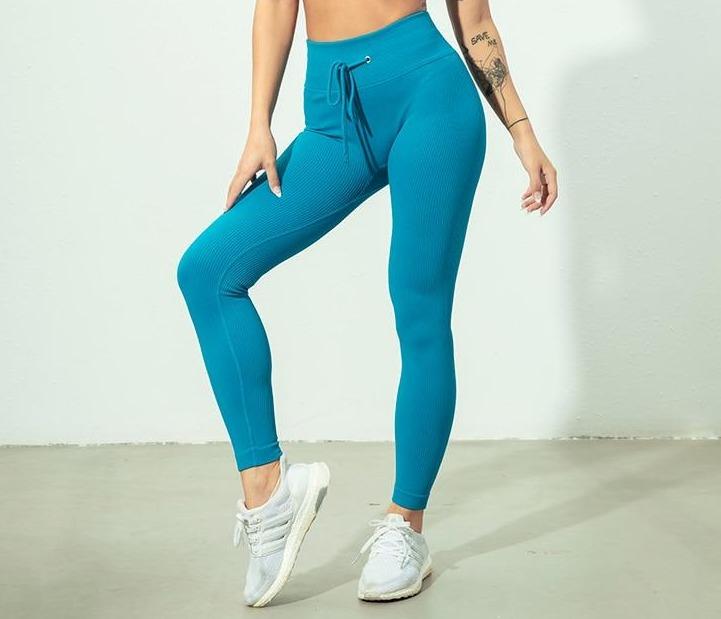 High Waist String Leggings Fitness Leggings Truetights Teal S 