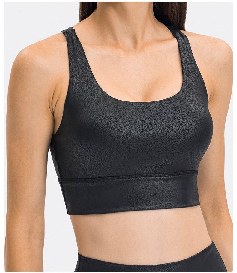 Wet Look Biker Bra Sports Bras Truetights Black S 