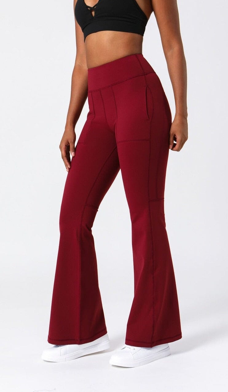 Flare Pocket Bell-bottoms Activewear Truetights Dark Red S 