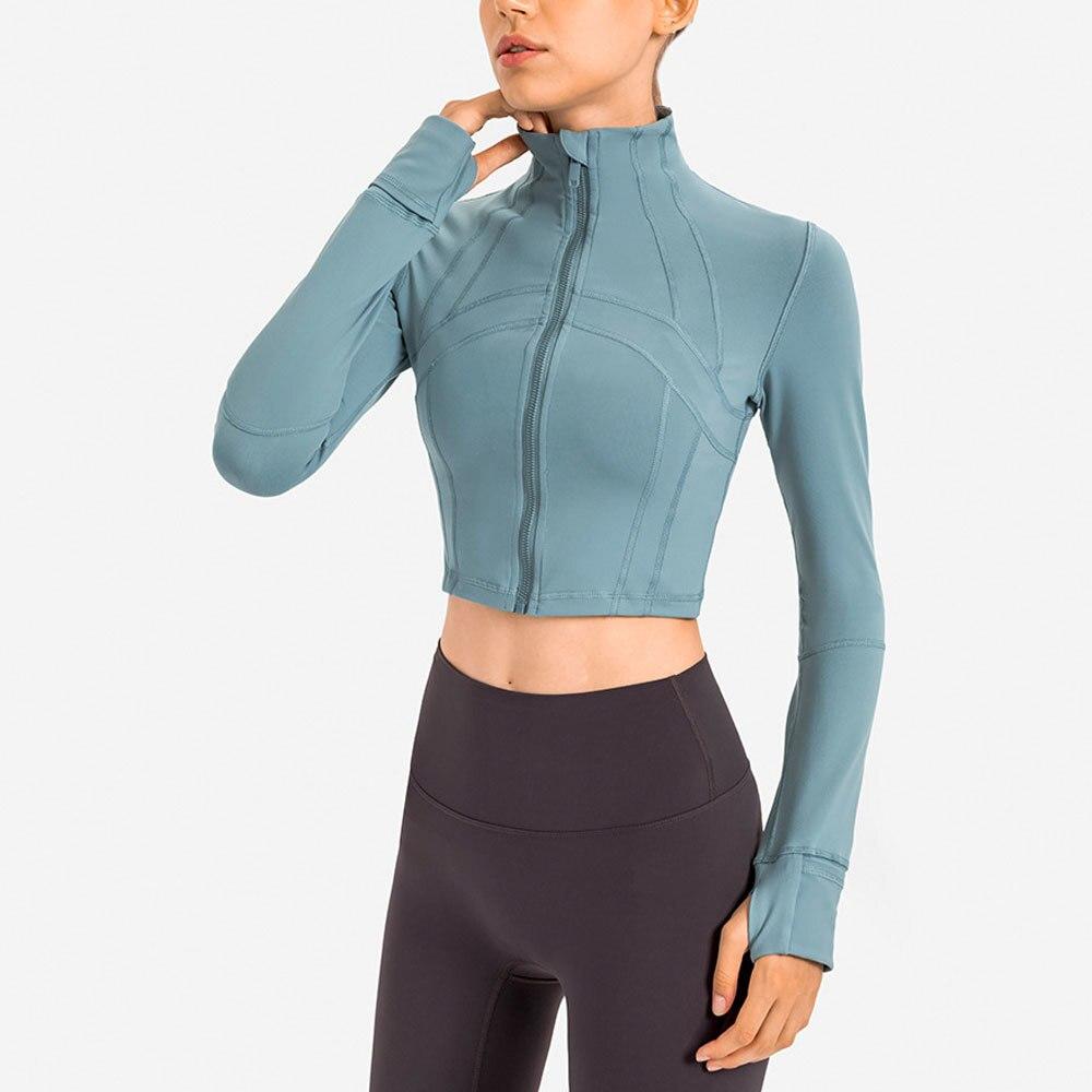 Zipper Running Crop Top Running Jackets NCLAGEN YogaClothing Store 