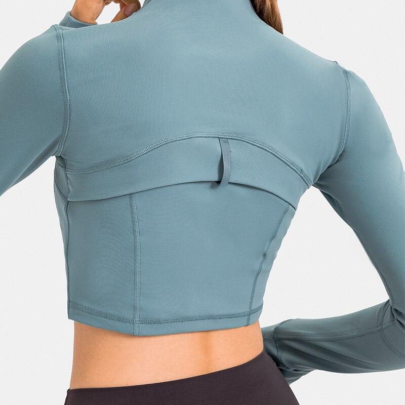 Zipper Running Crop Top Running Jackets NCLAGEN YogaClothing Store 