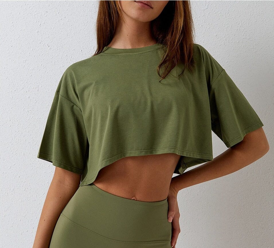 Flow Loose Crop Top Top Starlethics Forest Green S 