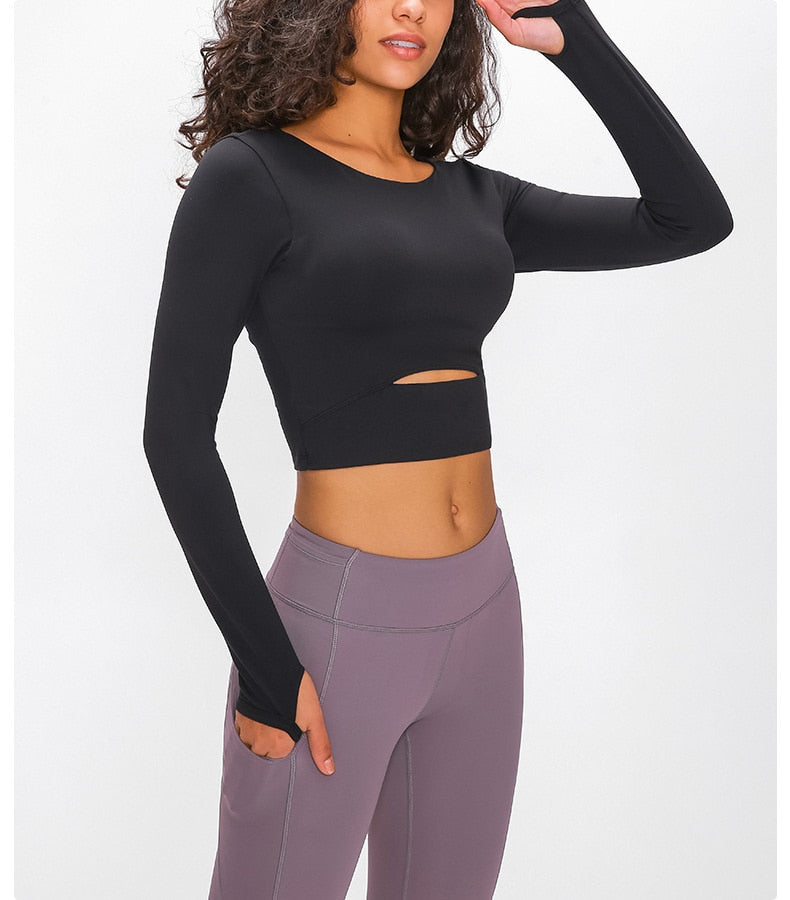 Hollow-Out Yoga Blouse Activewear Truetights Black 4 