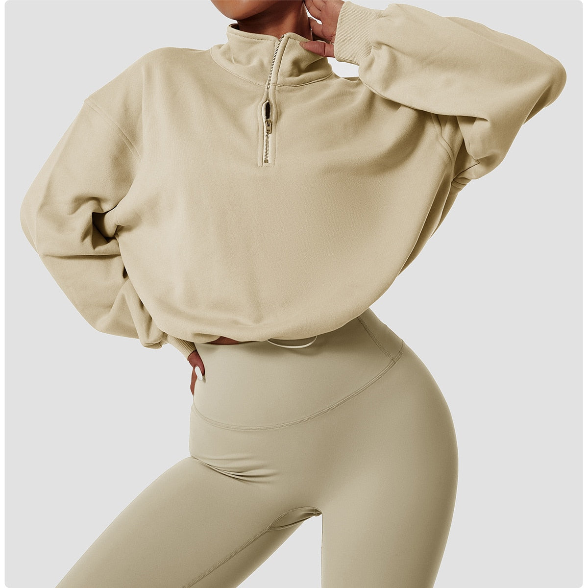 Sturdy High Neck Pullover Activewear Truetights Apricot Color S 