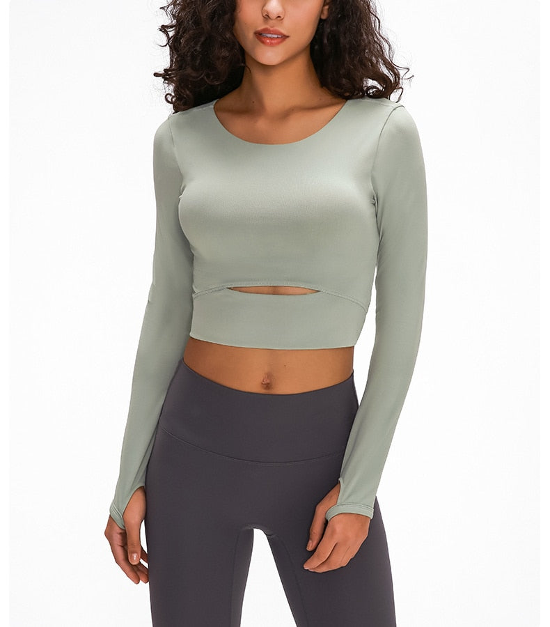 Hollow-Out Yoga Blouse Activewear Truetights Nymphalus Green 4 