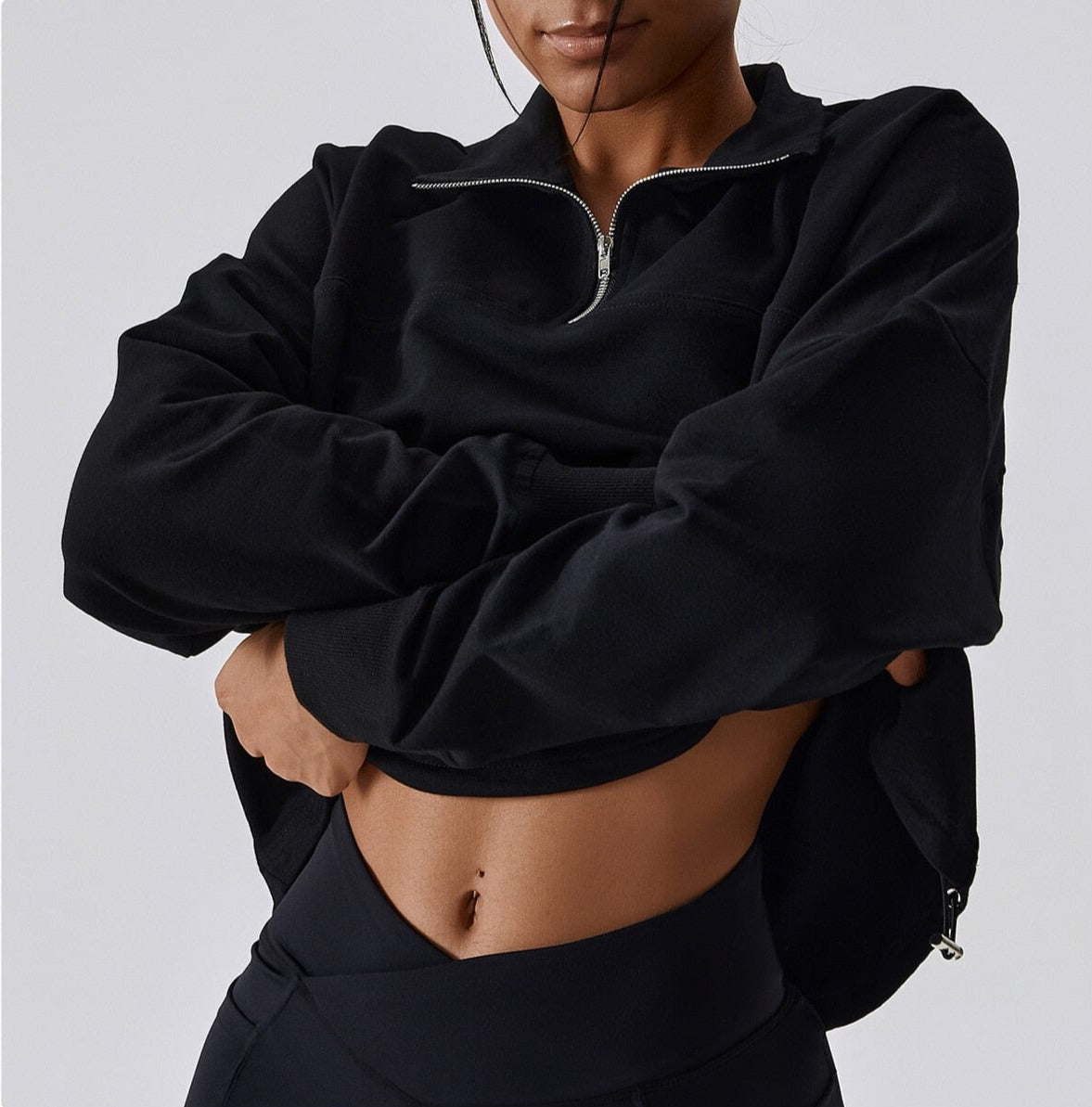 Zipper Loose Long Sleeve Sweater Home Truetights 