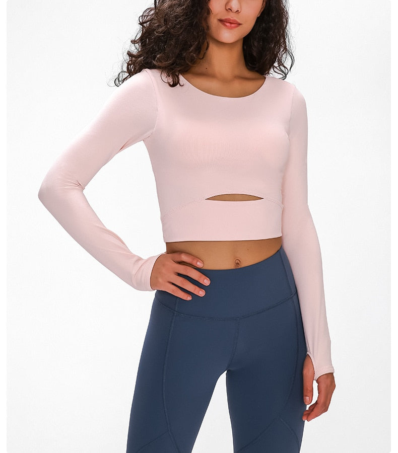 Hollow-Out Yoga Blouse Activewear Truetights Light Peach 4 