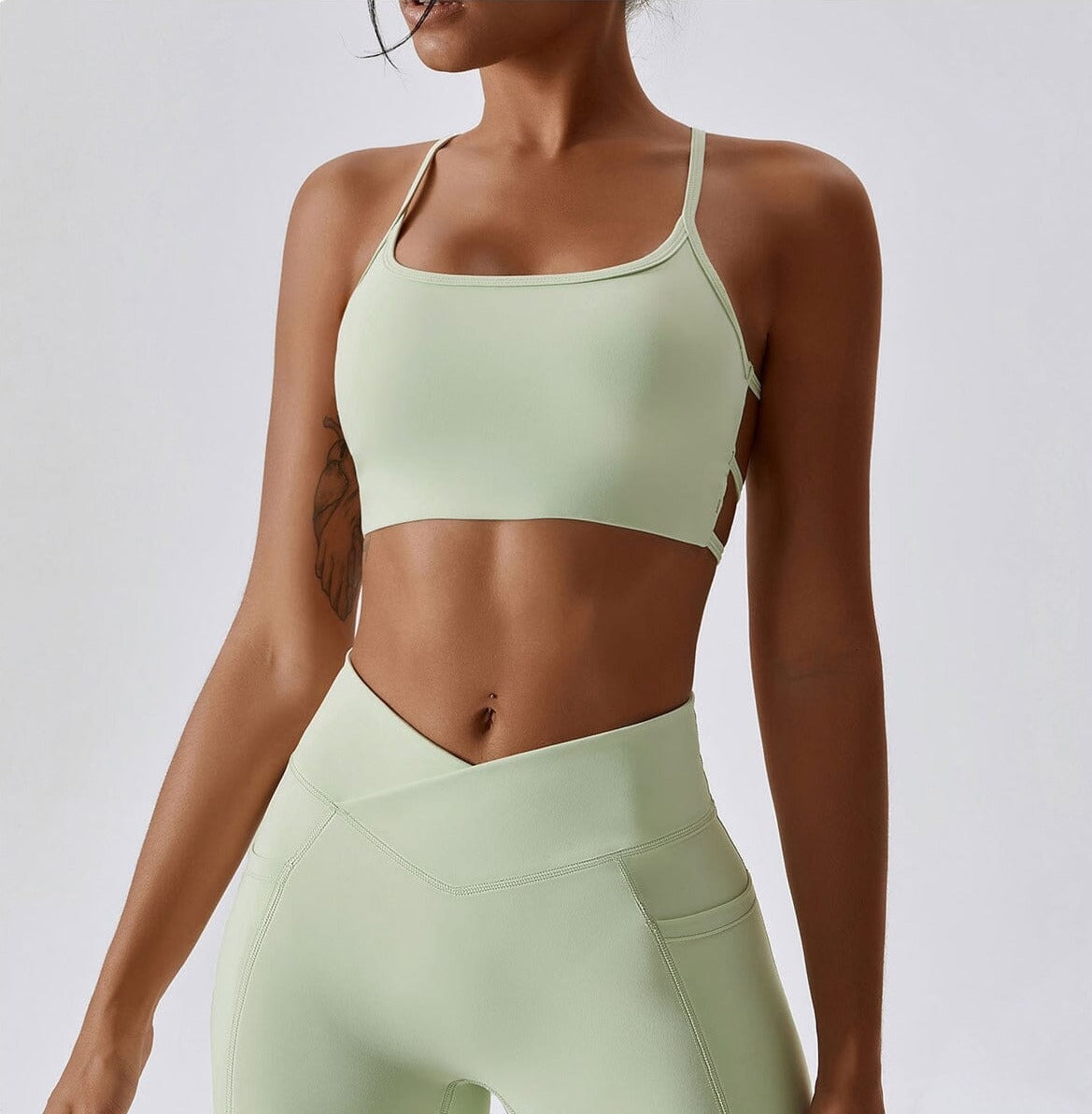 Cross-Back Halter Bra Home Truetights Bean Green S 