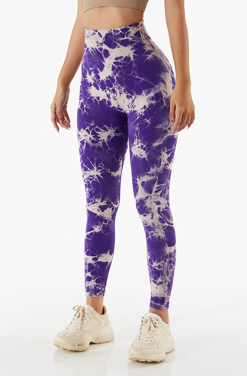 Tie Dye Yoga Leggings Fitness Leggings Truetights Purple S 
