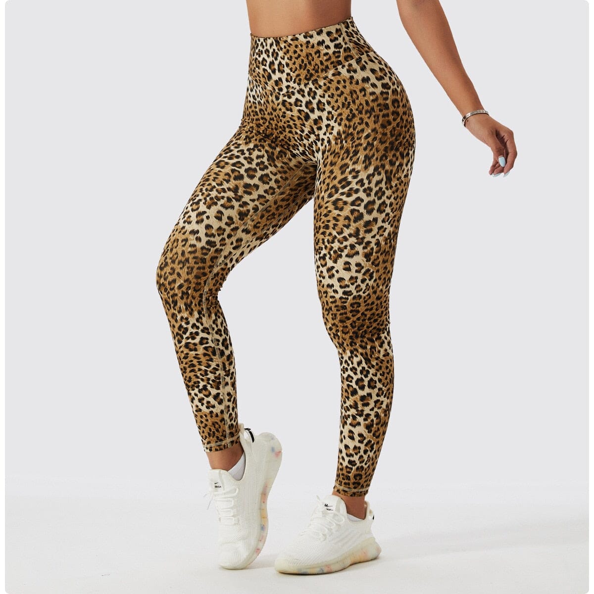 Chic Leopard Leggings Activewear Truetights Brown-Yellow S 