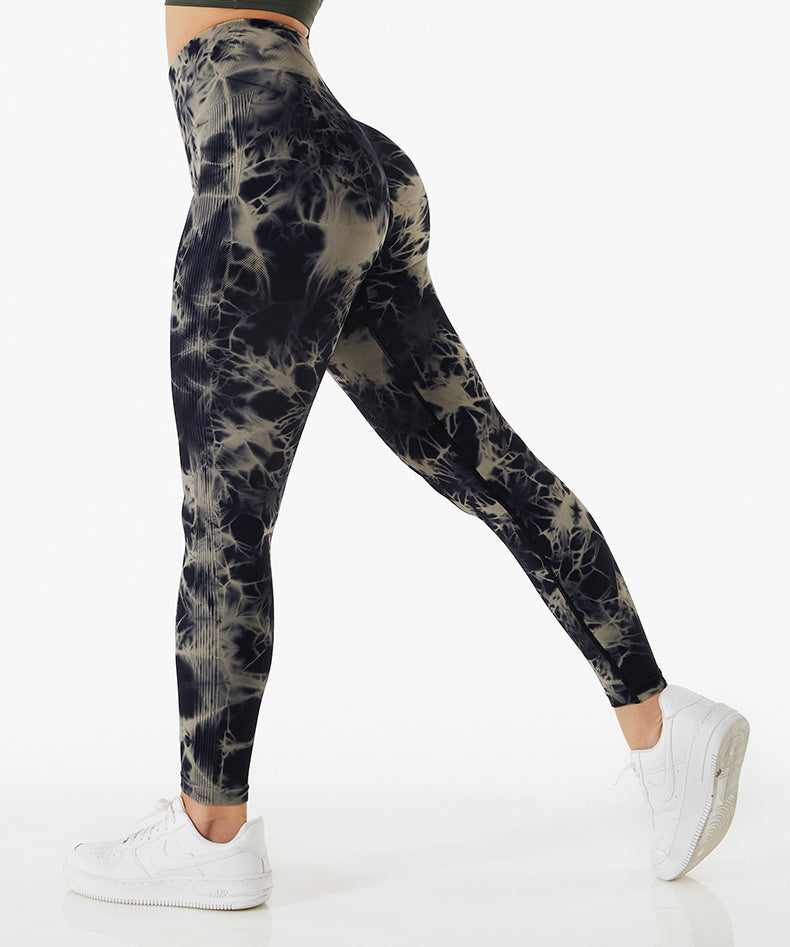 Tie Dye Yoga Leggings Fitness Leggings Truetights Black S 