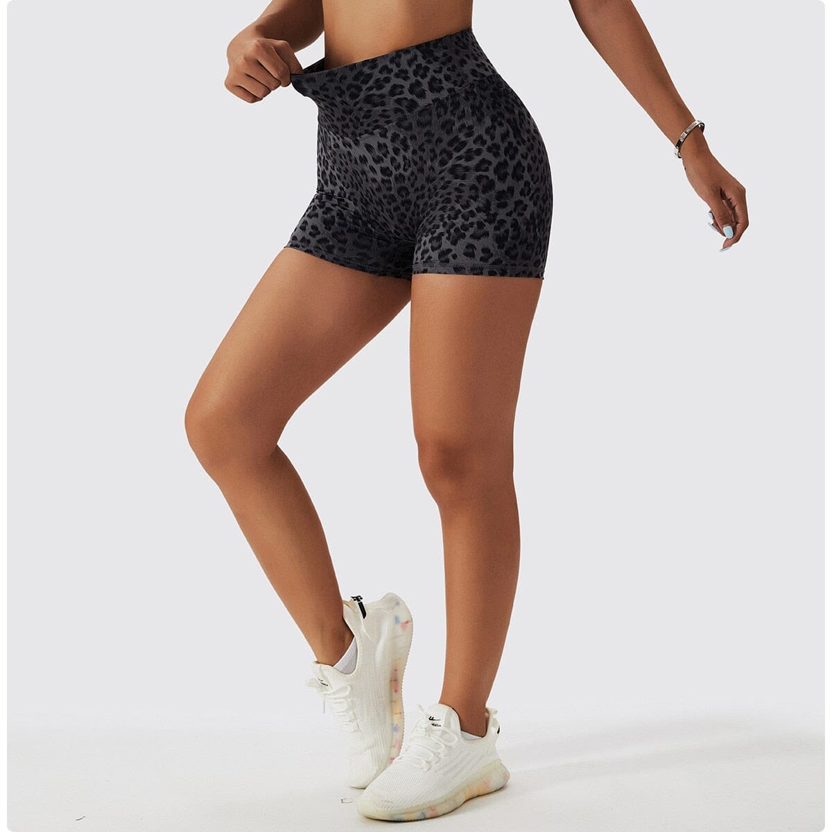Chic Leopard Shorts Activewear Truetights Gray S 