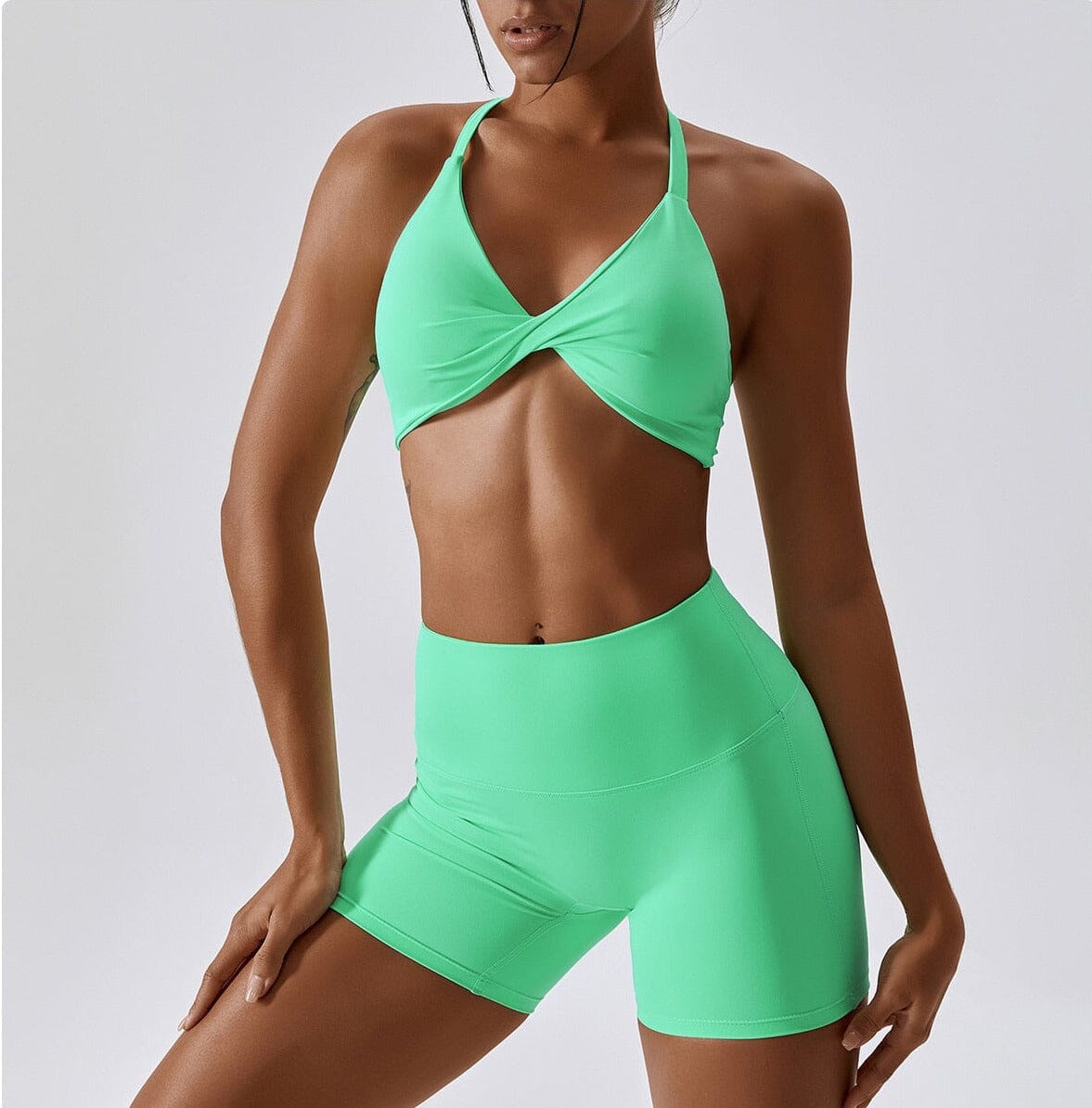 Crest Yoga Set - Shorts + Top Sets Starlethics Green Shorts Set S 