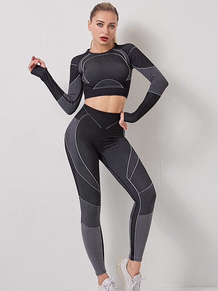 Pioneer Gym Set - Leggings + Top Activewear Truetights Black Suit S 