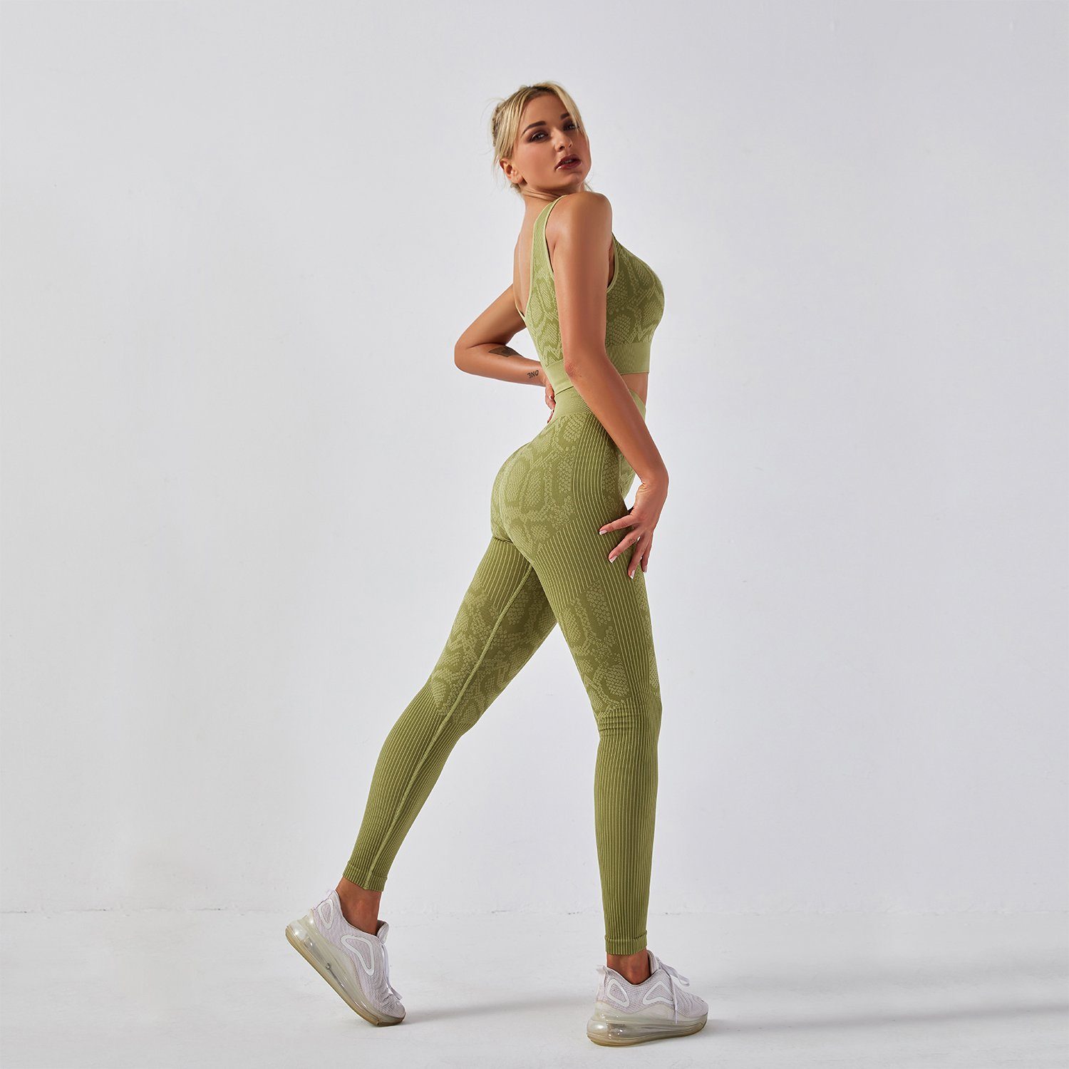 Seamless Snake Leggings Fitness Leggings Truetights Green S 