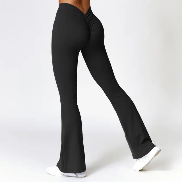12. NCLAGEN Hip Lifting Yoga Pants Fitness Sports Wide Leg Micro Flare Pants High Waist Squat Proof Women Leggings Gym Breathable NCLAGEN GymClothing Store Advanced Black S 
