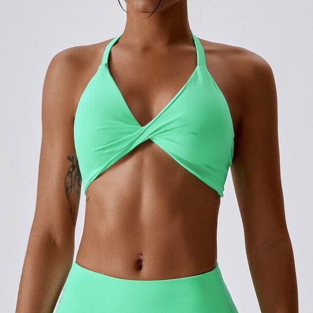6. Nclagen Yoga Bra Women&#39;s Crop Halter Top Push-up High Support Crossover Tight-fitting Quick-drying Exercise Running Fitness Vest - Sports Bras Home NCLAGEN YogaClothing Store Apple Green S 