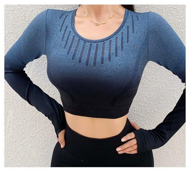 Ombre Striped Top Fitness Top Truetights Blue-Black S 