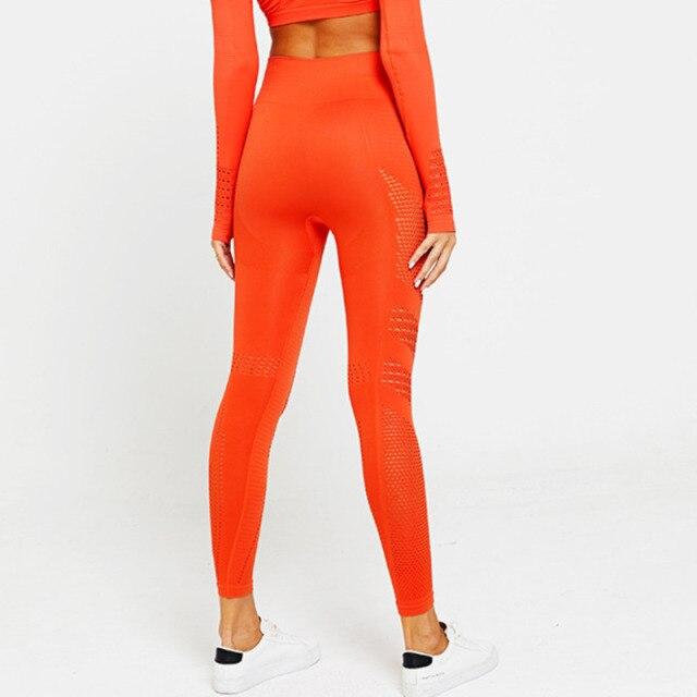 Crochet Seamless Leggings Fitness Leggings Truetights Orange S 