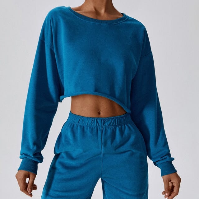 9. NCLAGEN Warm Long Sleeve Sweater T-shirt Women Short Pullover Outdoor Fitness Blouse Loose Casual Sweatshirt Gym Workout Shirts Aliexpress Peacock Blue S 
