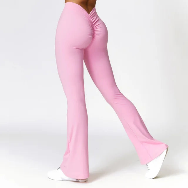 12. NCLAGEN Hip Lifting Yoga Pants Fitness Sports Wide Leg Micro Flare Pants High Waist Squat Proof Women Leggings Gym Breathable NCLAGEN GymClothing Store Pink S 