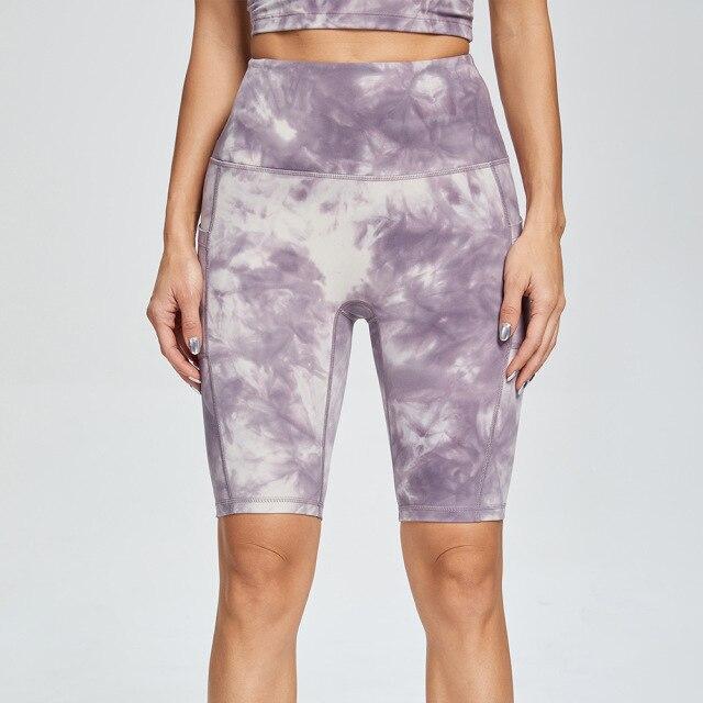 Marble Pocket Shorts Yoga Shorts Truetights Purple S 
