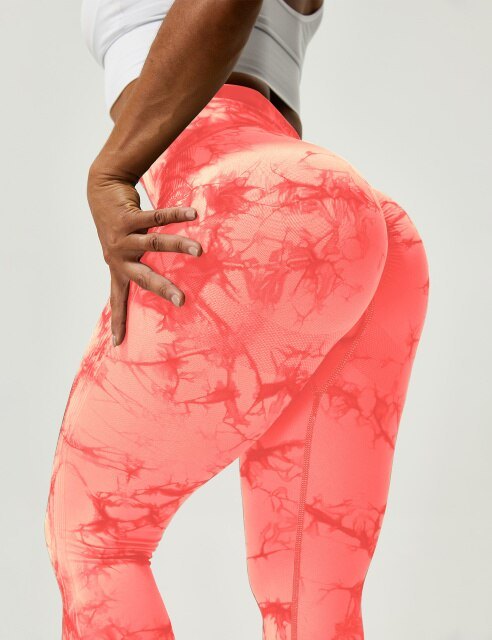 Marble Scrunch Leggings Yoga Pants NCLAGEN YogaClothing Store Tie Dyed Orange S 