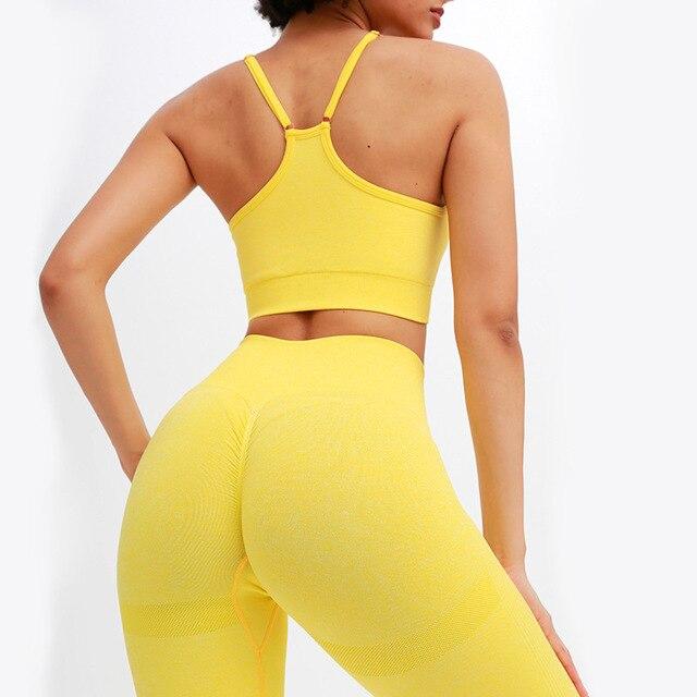 Seamless Scrunch Top Sports Bras Leg Republic Fluorescence yellow L 